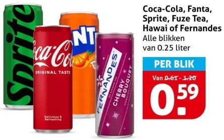 Aanbieding: Coca-Cola, Fanta, Sprite, Fuze Tea, Hawai of Fernandes