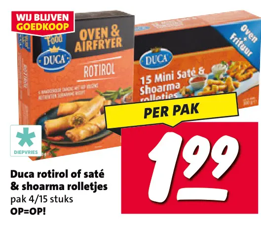 Aanbieding: Duca rotirol of saté & shoarma rolletjes
