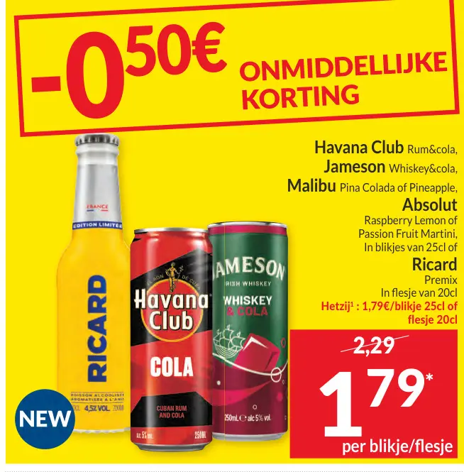 Promotie: Havana Club, Jameson, Malibu, Absolut, Ricard
