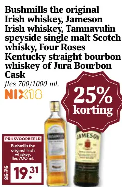 Aanbieding: Verschillende merken whiskey en bourbon