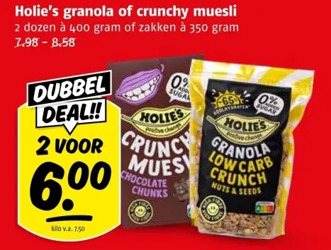 Aanbieding: Holie's granola of crunchy muesli