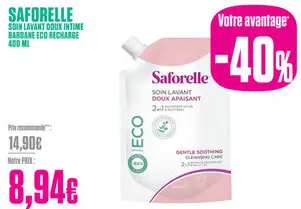 Offre: Saforelle Soin Lavant Doux Intime Bardane Eco Recharge 400ml