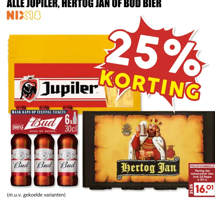 Aanbieding: Jupiler, Hertog Jan of Bud Bier