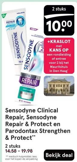 Aanbieding: Sensodyne Clinical Repair, Sensodyne Repair & Protect en Paradontax Strengthen & Protect