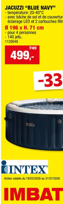 Offre: Intex Spa gonflable bulles 196x71 cm 4 personnes