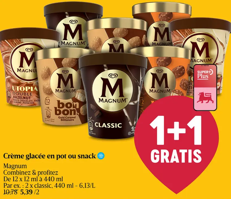 Offre: Crème glacée en pot ou snack