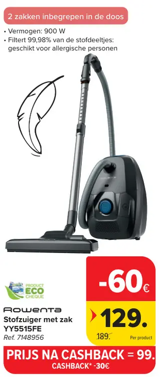 Promotie: Stofzuiger met zak YY5515FE