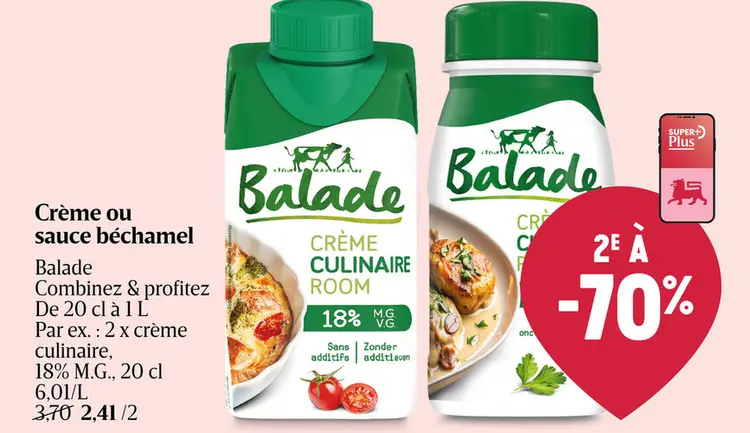 Offre: Crème ou sauce béchamel