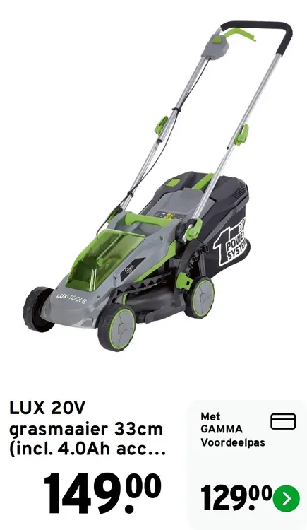 Aanbieding: LUX 20V grasmaaier 33cm