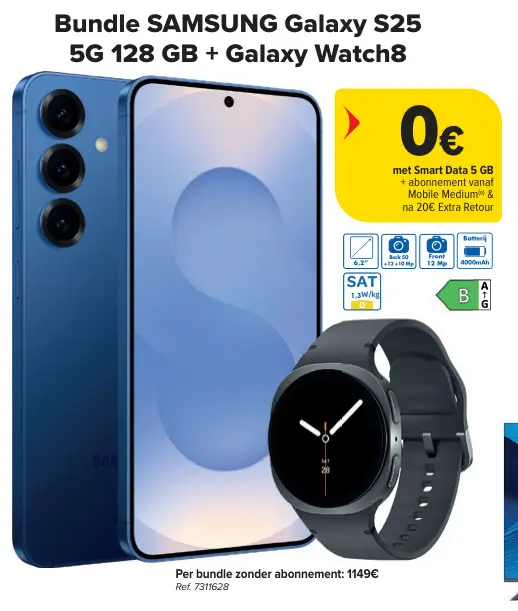 Promotie: Galaxy S25 5G 128 GB + Galaxy Watch8
