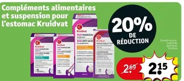 Offre: Compléments alimentaires et suspension pour l'estomac