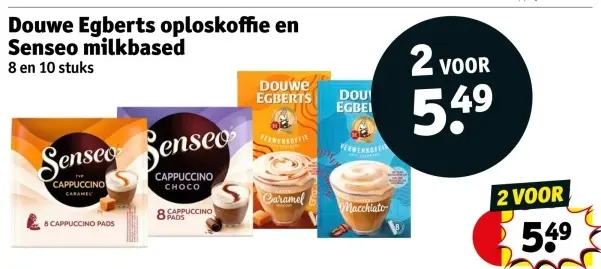 Aanbieding: oploskoffie en Senseo milkbased