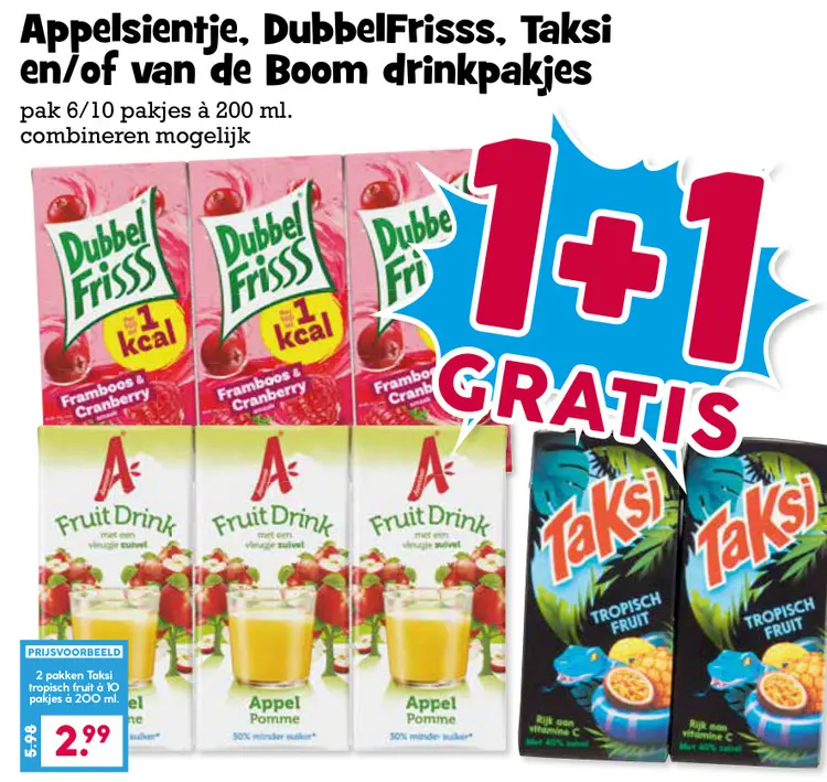 Aanbieding: Appelsientje, DubbelFrisss, Taksi en/of van d