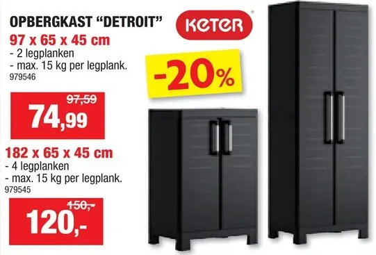 Promotie: Keter Detroit opbergkast laag 65x97x45 cm