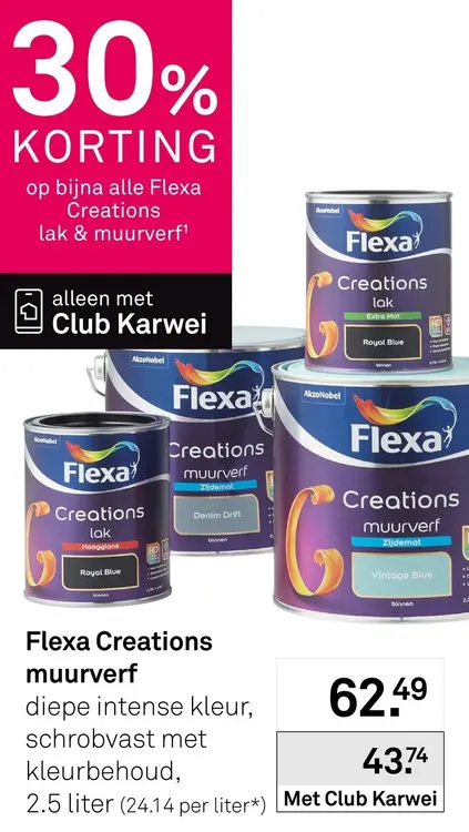 Aanbieding: Bijna alle Flexa Creations lak & muurverf