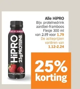 Aanbieding: proteïnedrink aardbei-framboos