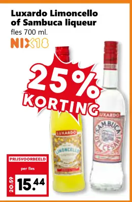 Aanbieding: Limoncello of Sambuca liqueur