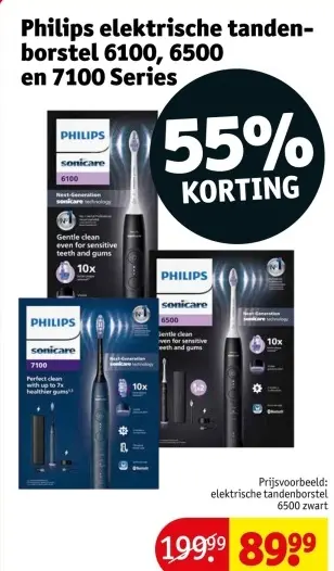 Aanbieding: Philips elektrische tandenborstel 6100, 6500 en 7100 series