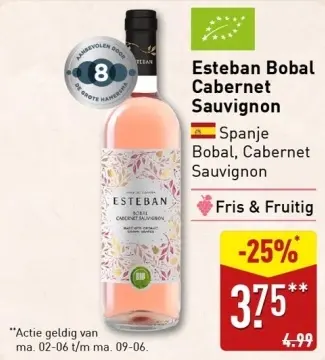 Aanbieding: Esteban biologische Cabernet Sauvignon rosé