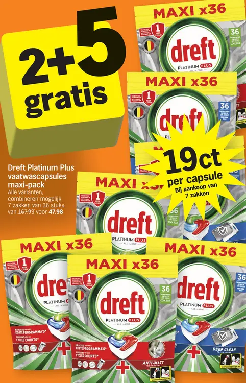 Offre: Dreft Platinum Plus vaatwascapsules maxi-pack
