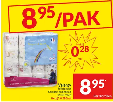 Aanbieding: Valenty Toiletpapier Compact en bedrukt