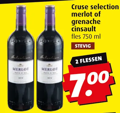 Aanbieding: Cruse selection merlot of grenache cinsault