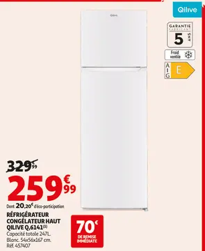 Aanbieding: Réfrigérateur congélateur haut Qilive q,6141