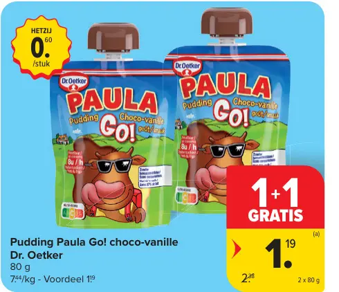 Promotie: Pudding Paula Go! choco-vanille Dr. Oetker