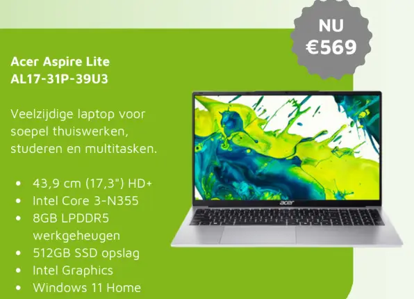 Aanbieding: Acer Aspire Lite AL17-31P-39U3