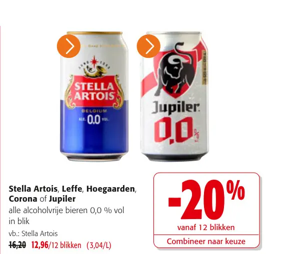 Promotie: Alcoholvrije bieren 0,0 % vol in blik