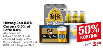 Aanbieding: Hertog Jan 0.0%, Corona 0.0% of Leffe 0.0%