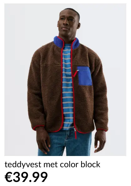 Promotie: teddyvest met color block