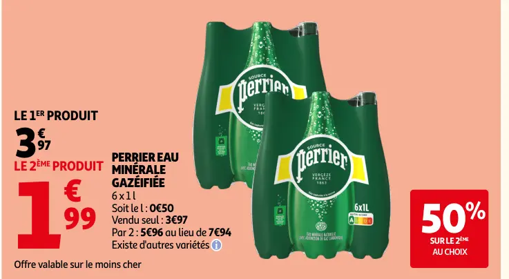Offre: Perrier eau minérale gazéifiée