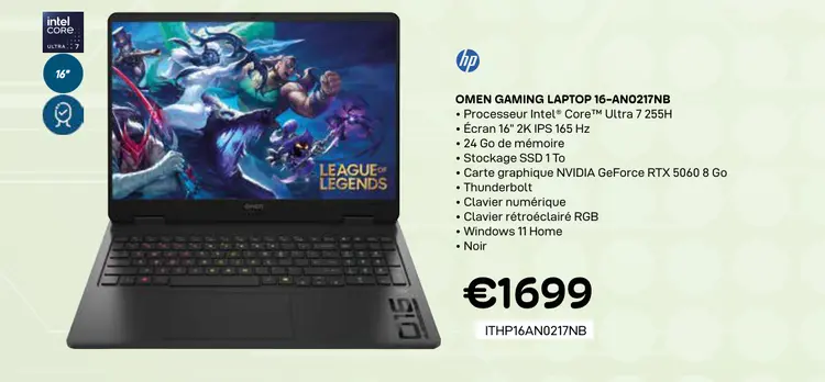 Offre: Omen gaming laptop 16-ano217nb