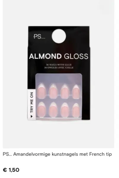 Promotie: Amandelvormige kunstnagels met French tip