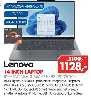 Aanbieding: Lenovo 14 Inch Laptop IDEAPAD SLIM 3 14AHP10