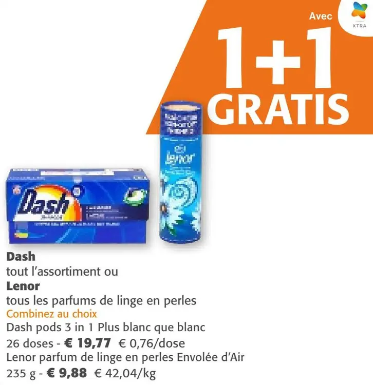 Offre: Dash tout l'assortiment ou Lenor tous les parfums de linge en perles
