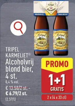 Promotie: TRIPEL KARMELIET Alcoholvrij blond bier