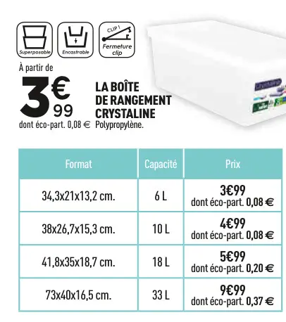 Offre: La boîte de rangement crystaline