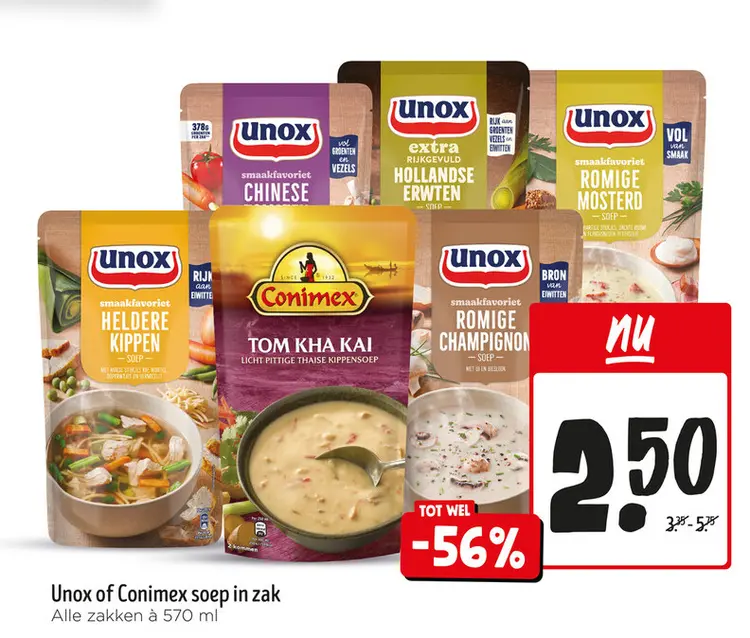 Aanbieding: Unox of Conimex soep in zak
