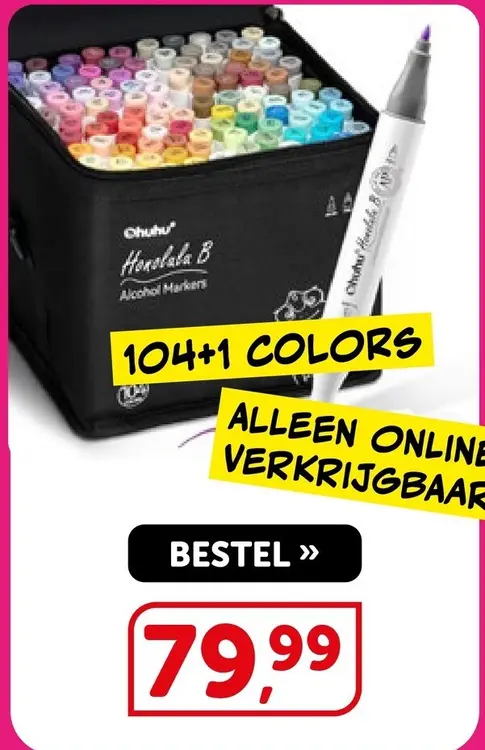 Aanbieding: Ohuhu Honolala B Alcohol Markers 104+1 colors