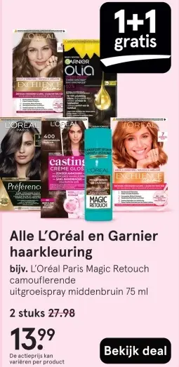 Aanbieding: Alle L'Oréal en Garnier haarkleuring