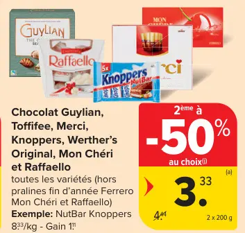 Offre: Chocolat Guylian, Toffifee, Merci, Knoppers,