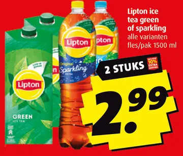 Aanbieding: Lipton ice tea green of sparkling