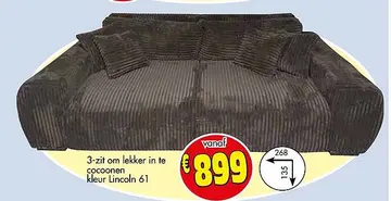 Aanbieding: 3-zit om lekker in te cocoonen kleur Lincoln 