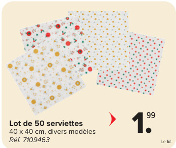 Offre: Lot de 50 serviettes