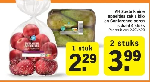 Aanbieding: Zoete kleine appeltjes zak 1 kilo en Conferen