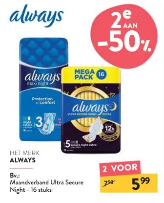Aanbieding: Maandverband Ultra Secure Night