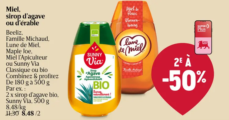 Offre: Miel, sirop d'agave ou d'érable