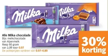 Aanbieding: Alle Milka chocolade